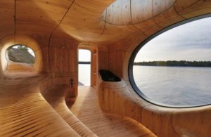 lakeside sauna interior