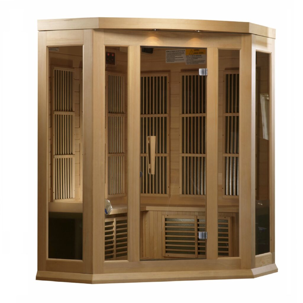 Horizon 3 Person Corner Low EMF Far Infrared Home Sauna in Hemlock