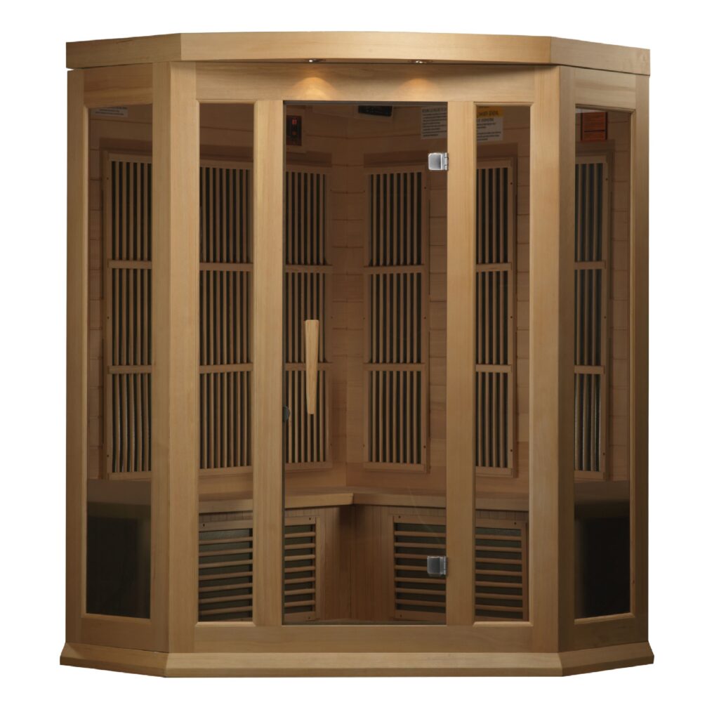 Horizon 3 Person Corner Low EMF Far Infrared Home Sauna in Hemlock