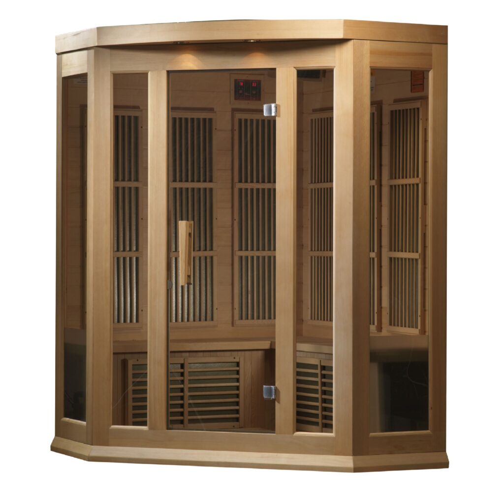 Horizon 3 Person Corner Low EMF Far Infrared Home Sauna in Hemlock