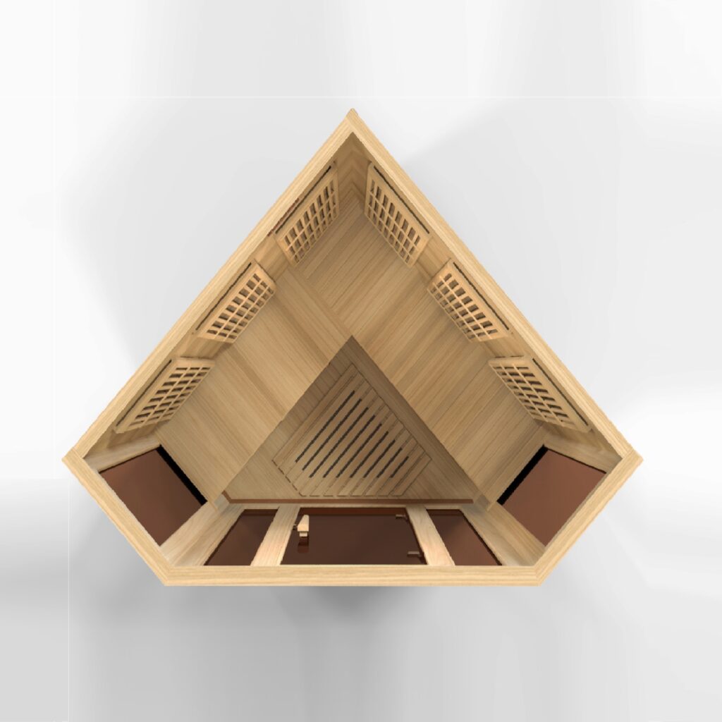 Horizon 3 Person Corner Low EMF Far Infrared Home Sauna in Hemlock