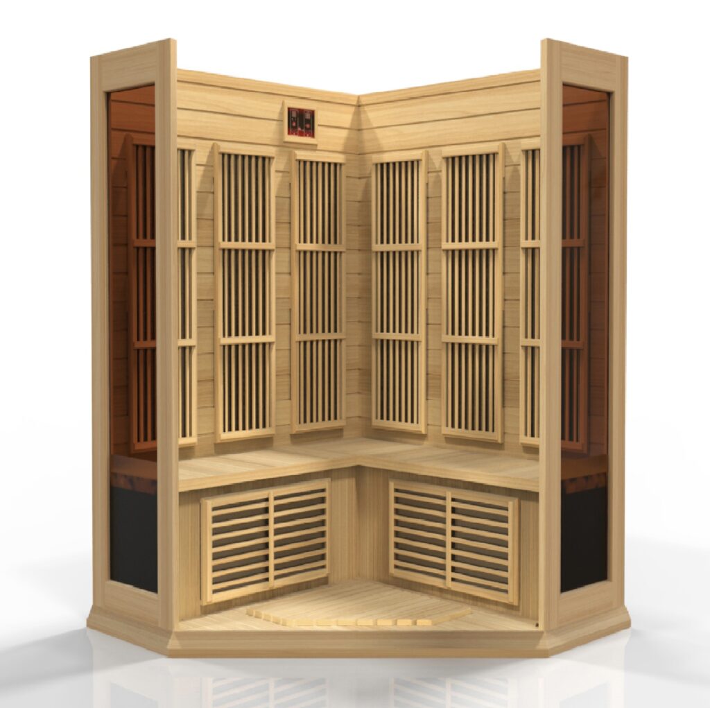 Horizon 3 Person Corner Low EMF Far Infrared Home Sauna in Hemlock