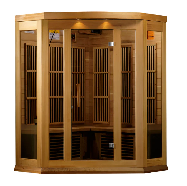 Saturn 3 Person Corner Medical Grade Near Zero EMF Far Infrared Home Far Infrared Sauna in Cedar