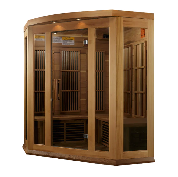 Saturn 3 Person Corner Medical Grade Near Zero EMF Far Infrared Home Far Infrared Sauna in Cedar