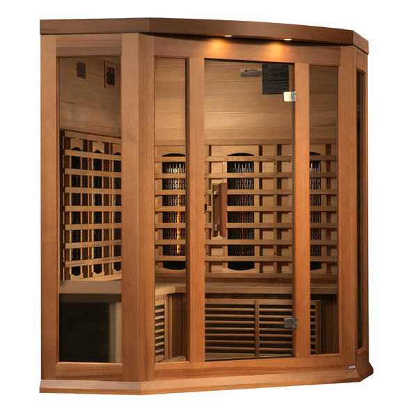Cosmos 3 Person Corner Full-Spectrum Near Zero EMF Far Infrared Sauna in Cedar