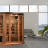 Cosmos 3 Person Corner Full-Spectrum Near Zero EMF Far Infrared Sauna in Cedar