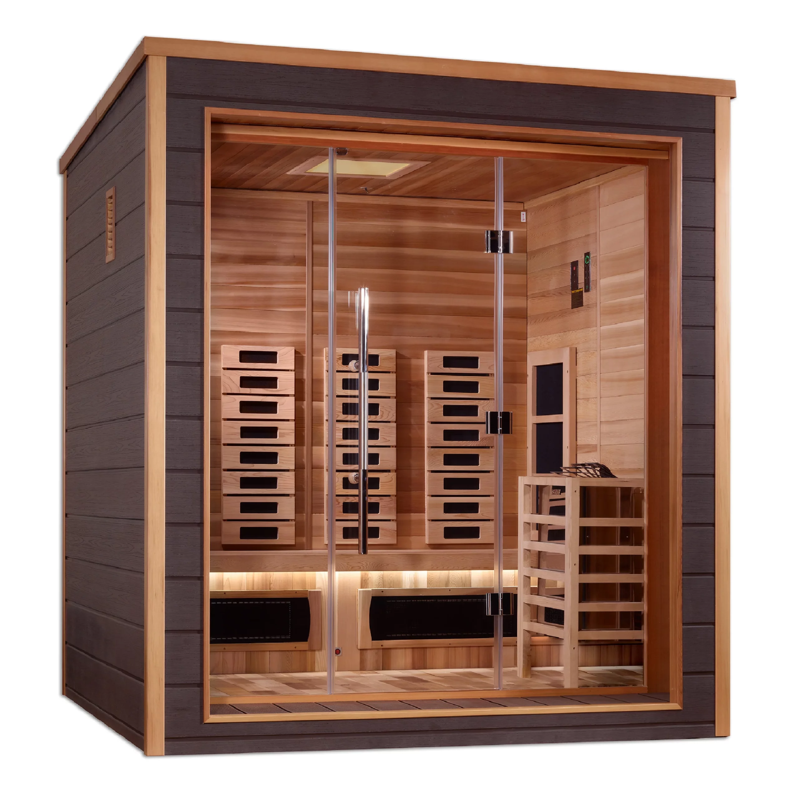 Visby 3 Person Hybrid Full-Spectrum Infrared Commercial Indoor / Outdoor Traditional Steam Sauna