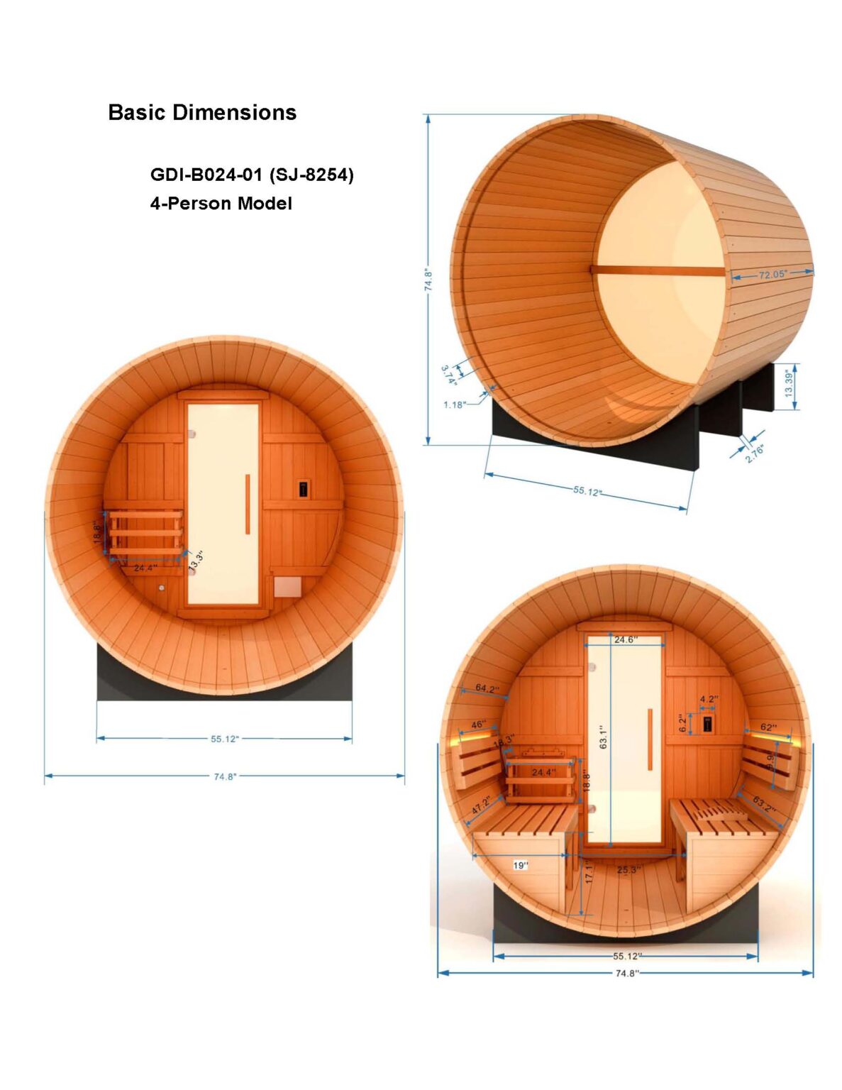 St. Moritz 2 Person Barrel Outdoor Traditional Steam Sauna