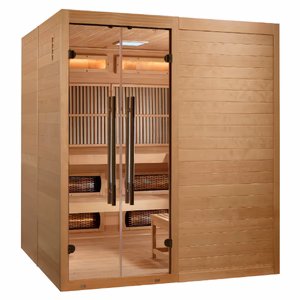 Toledo 6 Person Indoor Far Infrared, Near Infrared, Steam Hybrid Sauna